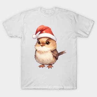 Carolina Wren in Santa Hat T-Shirt